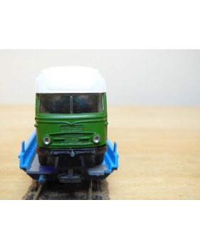 LILIPUT ( WIKING  500 a/1 ) 200 54,   wagon surbaissé Rollende Landstrasse et camion + remorque  SCHENKER  SBB  Neuf   BO