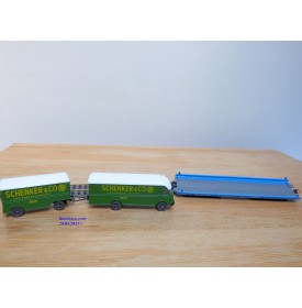 LILIPUT ( WIKING  500 a/1 ) 200 54,   wagon surbaissé Rollende Landstrasse et camion + remorque  SCHENKER  SBB  Neuf   BO