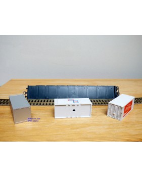 LILIPUT ( Wiking )  201 C 12, wagon plat à ranchers chargé de 3 conteneurs réfrigérants de 20'  ÖBB  neuf  BO