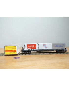 LILIPUT ( Wiking )  201 C 12, wagon plat à ranchers chargé de 3 conteneurs réfrigérants de 20'  ÖBB  neuf  BO