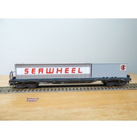 LILIPUT ( Wiking )  201 C 14, wagon plat à ranchers chargé de 3 conteneurs réfrigérants de 20'  ÖBB  neuf  BO