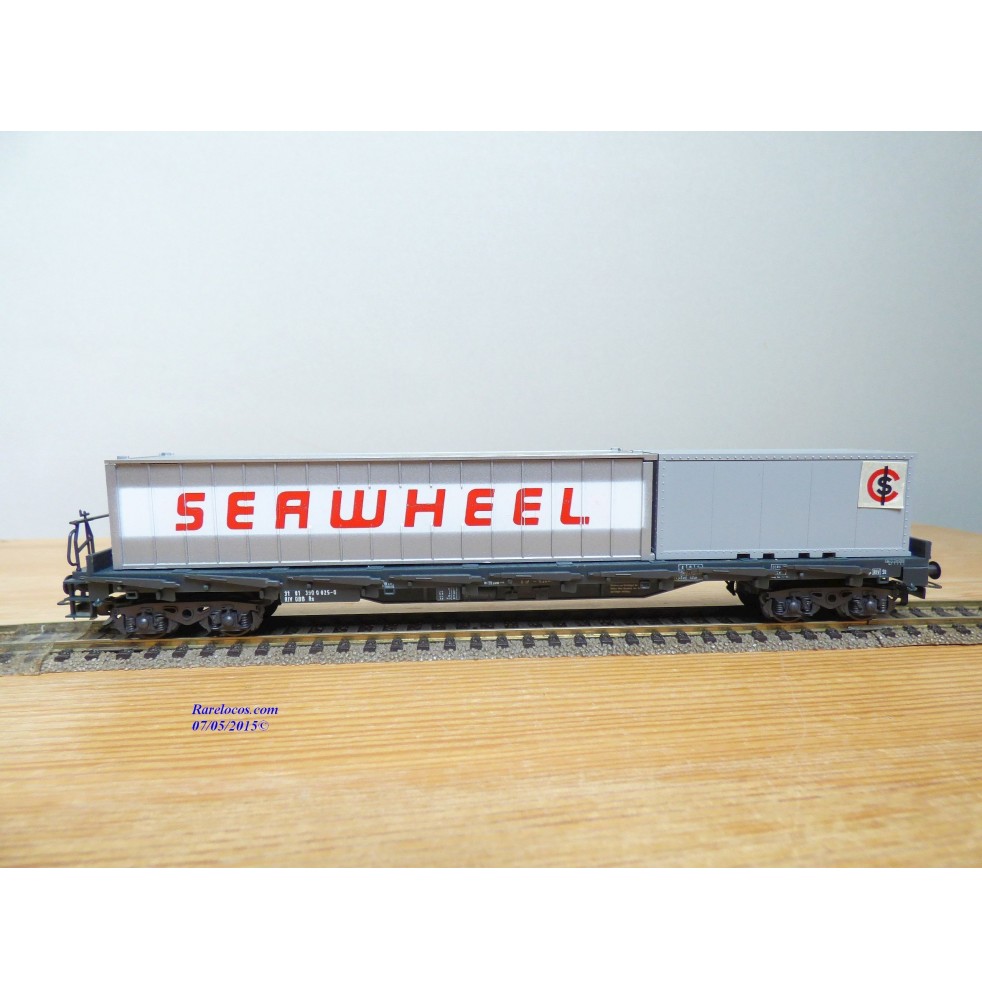 LILIPUT ( Wiking )  201 C 14, wagon plat à ranchers chargé de 3 conteneurs réfrigérants de 20'  ÖBB  neuf  BO