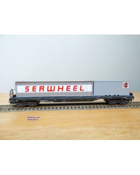 LILIPUT ( Wiking )  201 C 14, wagon plat à ranchers chargé de 3 conteneurs réfrigérants de 20'  ÖBB  neuf  BO