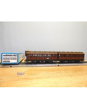 Märklin 4208, couplage de 2 voitures 3 Kl. type C3  KPEV   neuf  BO