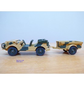 Solido 256,  Jeep ( Peugeot DKW AUTO UNION  Munga ) et remorque   Neuf   BO  