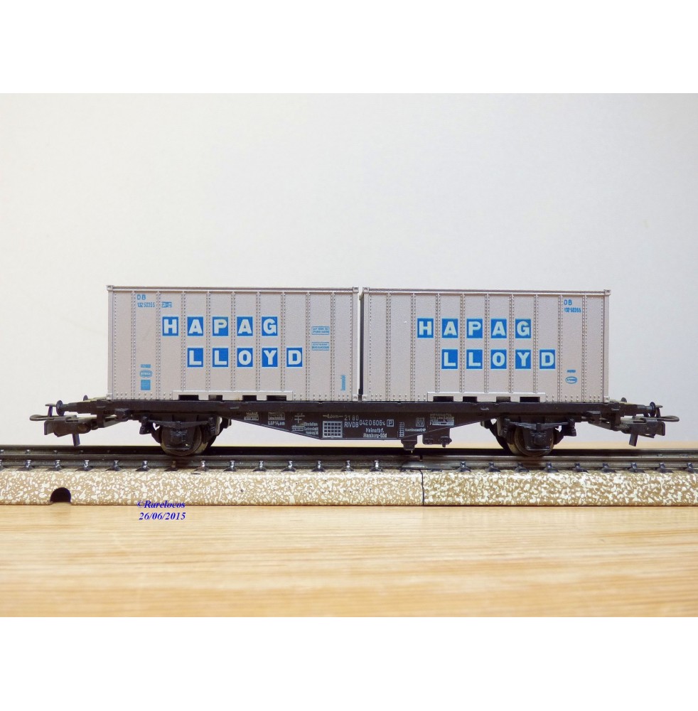 Märklin 4659, wagon porte containers type Berlin  et conteneurs HAPAG LLOYD  NYK LINES    DB   BO