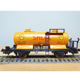 ELECTROTREN  1702, wagon citerne à plate forme de serre frein SHELL RENFE   BO