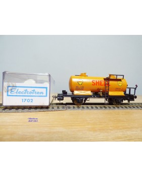 ELECTROTREN  1702, wagon citerne à plate forme de serre frein SHELL RENFE   BO