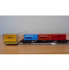MINITRIX  51 3507 Plat 3 conteneurs SANDVIK DB BO 
