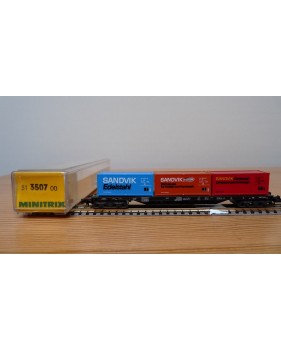 MINITRIX  51 3507 Plat 3 conteneurs SANDVIK DB BO 