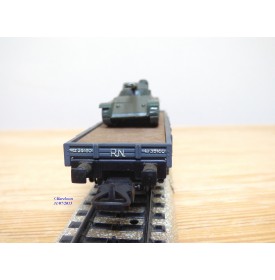 ELECTROTREN  1012, wagon plat chargé d' un char AMX 13   RENFE  BO