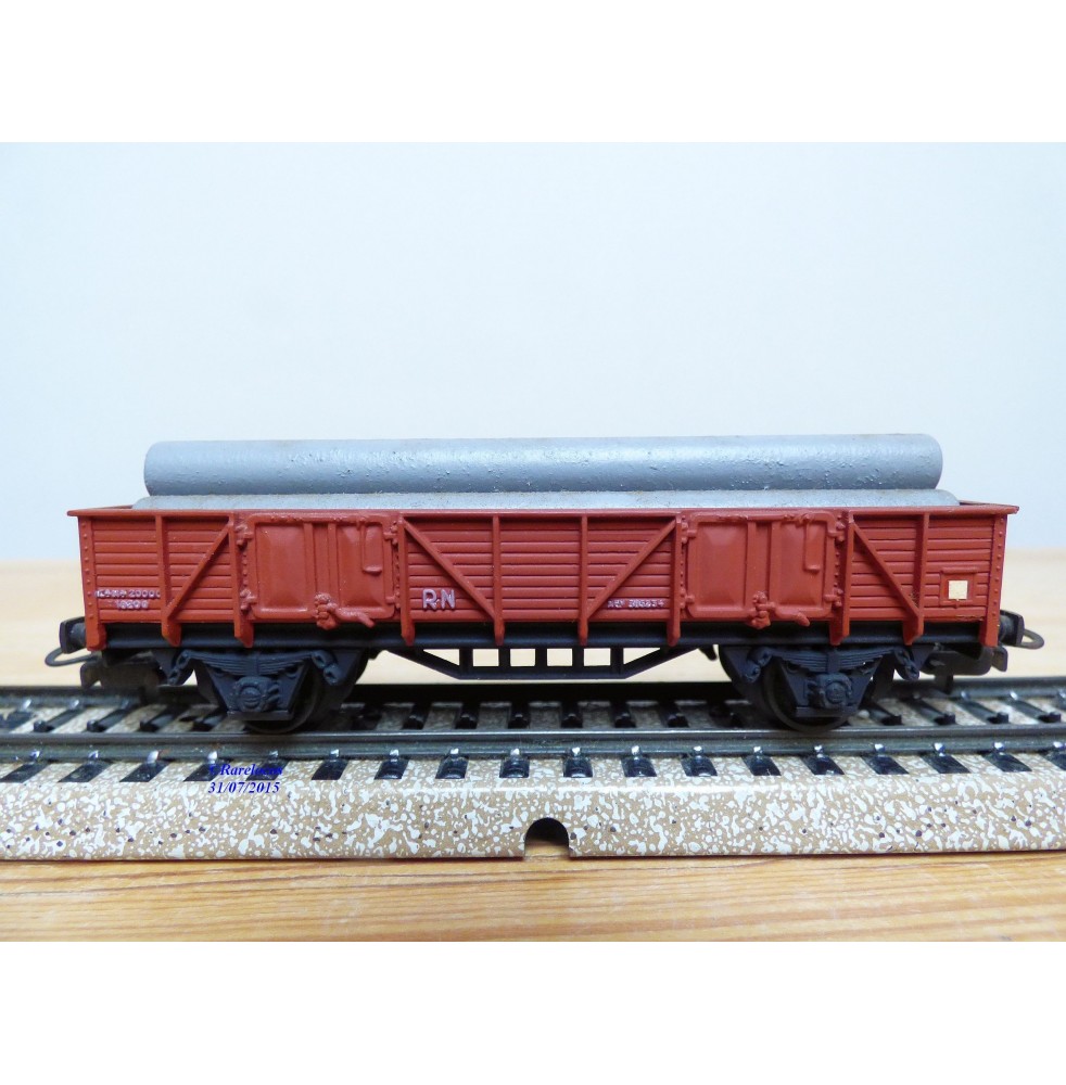 ELECTROTREN  1101, wagon tombereau   chargé de tubes  RENFE BO