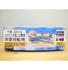 HASEGAWA 09396, bombardier torpilleur embarqué japonais NAKAJIMA B5N2 type 97  KATE Model 3 et torpille   Neuf  BO 1/48