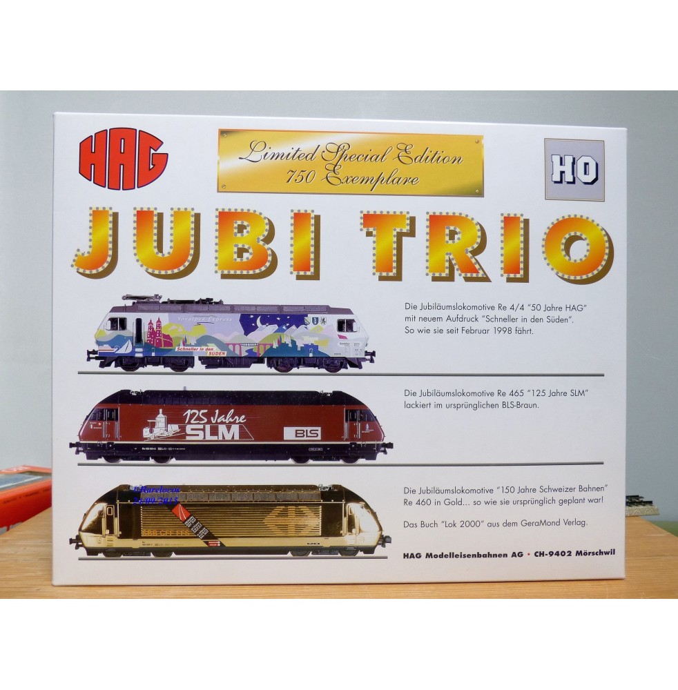 HAG  078 ,  coffret  de 3 motrices  JUBI  Trio  BT , BLS , SBB  neuf   BO
