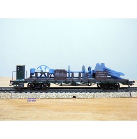 Märklin 48001,  wagon plat à bogies à guérite chargé d'une presse  K.W.Sts.E. neuf   BO