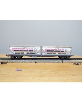 HAG 398 . 04 , wagon plat type Sgs + conteneurs citernes  de 30 '  Giezendammer   SBB  BO