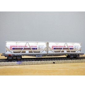 HAG 398 . 04 , wagon plat type Sgs + conteneurs citernes  de 30 '  Giezendammer   SBB  BO