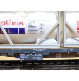 HAG 398 . 04 , wagon plat type Sgs + conteneurs citernes  de 30 '  Giezendammer   SBB  BO