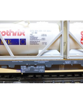 HAG 398 . 04 , wagon plat type Sgs + conteneurs citernes  de 30 '  Giezendammer   SBB  BO
