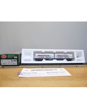 HAG 398 . 04 , wagon plat type Sgs + conteneurs citernes  de 30 '  Giezendammer   SBB  BO
