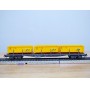 HAG 380 . 02 , wagon plat  à ranchers type Rs-x  chargé de bennes à roulettes    SBB  BO