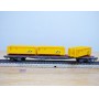 HAG 380 . 02 , wagon plat  à ranchers type Rs-x  chargé de bennes à roulettes    SBB  BO