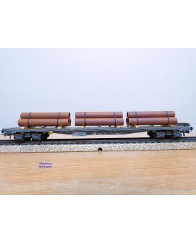 HAG 354 . 04 , wagon plat  à ranchers type Rs chargé de conduites de gaz  SBB  BO