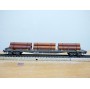 HAG 354 . 04 , wagon plat  à ranchers type Rs chargé de conduites de gaz  SBB  BO