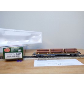 HAG 354 . 04 , wagon plat  à ranchers type Rs chargé de conduites de gaz  SBB  BO