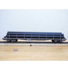 HAG 364 . 04 , wagon plat  à ranchers type Rs chargé de tuyaux   SBB  BO