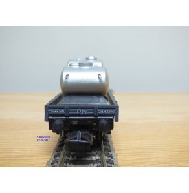 ELECTROTREN  1004,  wagon plat chargé de 3 citernes SEMAT  RENFE  BO