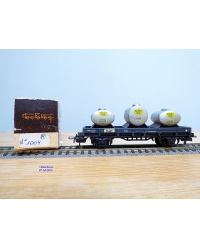 ELECTROTREN  1004,  wagon plat chargé de 3 citernes SEMAT  RENFE  BO