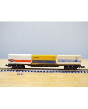 LIMA 320486,  wagon plat 3 containers HAPAG LLOYD, RENFE et DB   BO   N
