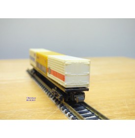 LIMA 320486,  wagon plat 3 containers HAPAG LLOYD, RENFE et DB   BO   N