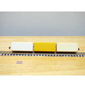 LIMA 320486,  wagon plat 3 containers HAPAG LLOYD, RENFE et DB   BO   N