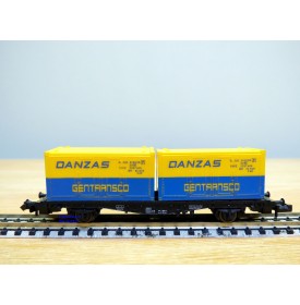 FLEISCHMANN  8233,  wagon plat porte conteneurs chargé de 2 conteneurs de 20' DANZAS   DB  BO   N