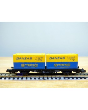 FLEISCHMANN  8233,  wagon plat porte conteneurs chargé de 2 conteneurs de 20' DANZAS   DB  BO   N