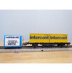 Märklin 4670, wagon porte containers type Berlin  et conteneurs 20'   INTERCONT  DB   BO