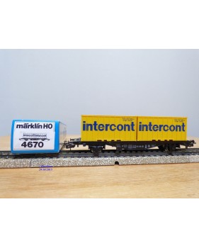 Märklin 4670, wagon porte containers type Berlin  et conteneurs 20'   INTERCONT  DB   BO