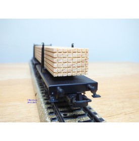 Märklin 4665, couplage de 2 wagons à traverses pivotantes chargé de planches   neuf   BO
