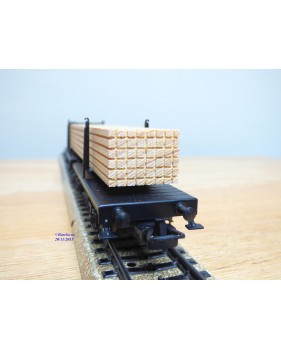 Märklin 4665, couplage de 2 wagons à traverses pivotantes chargé de planches   neuf   BO