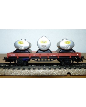 ELECTROTREN  1004 wagon plat chargé de 3 citernes SEMAT  RENFE BO