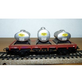 ELECTROTREN  1004 wagon plat chargé de 3 citernes SEMAT  RENFE BO