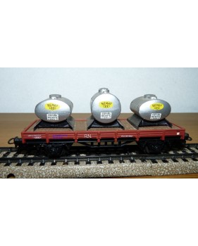 ELECTROTREN  1004 wagon plat chargé de 3 citernes SEMAT  RENFE BO