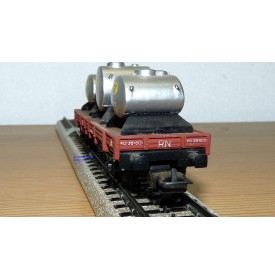 ELECTROTREN  1004 wagon plat chargé de 3 citernes SEMAT  RENFE BO