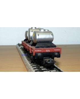 ELECTROTREN  1004 wagon plat chargé de 3 citernes SEMAT  RENFE BO