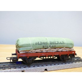 ELECTROTREN  1006, wagon plat chargé de sacs Toldos Roldan   RENFE   BO