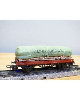 ELECTROTREN  1006, wagon plat chargé de sacs Toldos Roldan   RENFE   BO