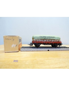 ELECTROTREN  1006, wagon plat chargé de sacs Toldos Roldan   RENFE   BO
