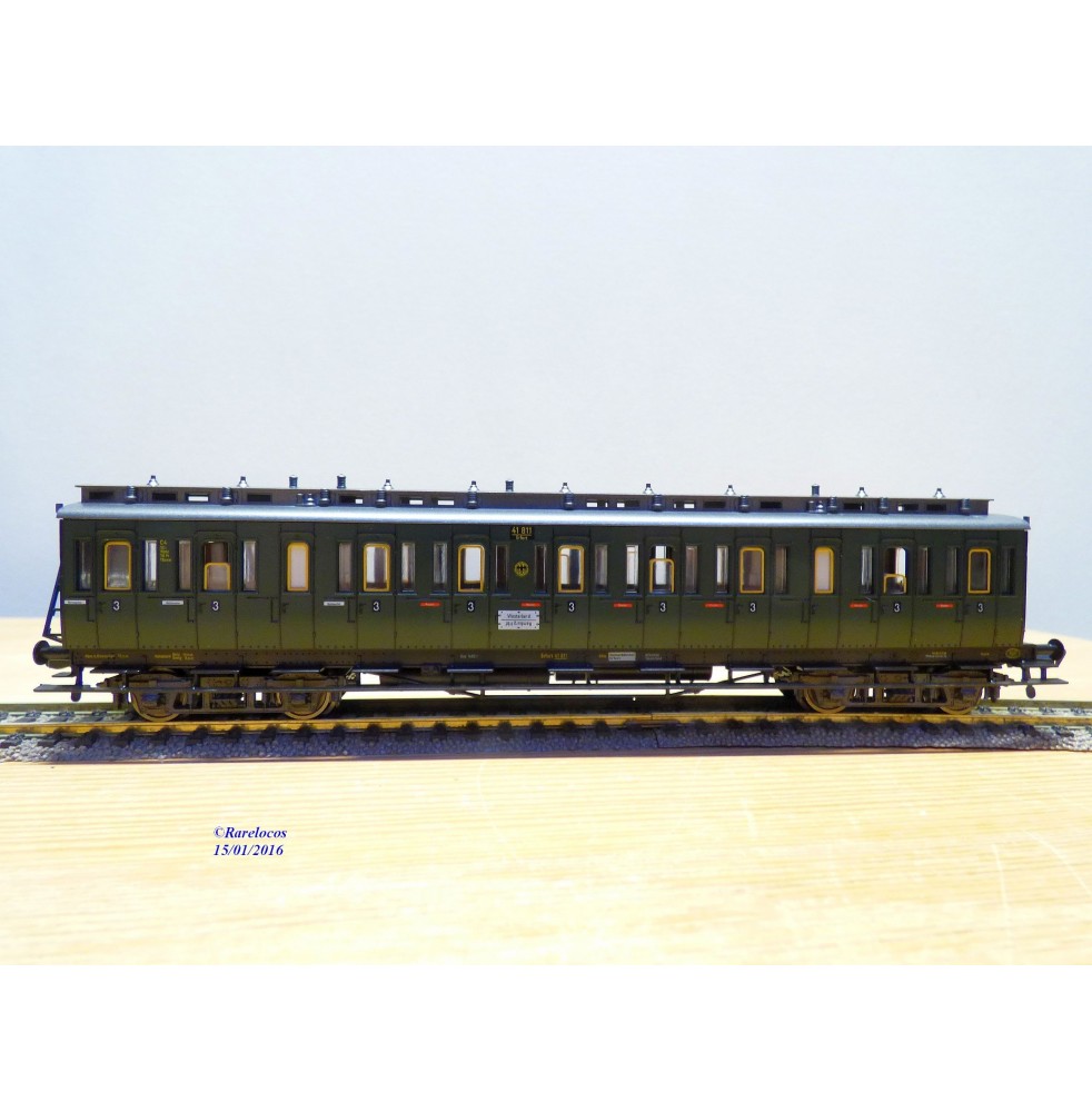   FLEISCHMANN 5087, voiture ancienne à portières latérales  type Gas 14801 3 Kl.  DR  neuf   BO